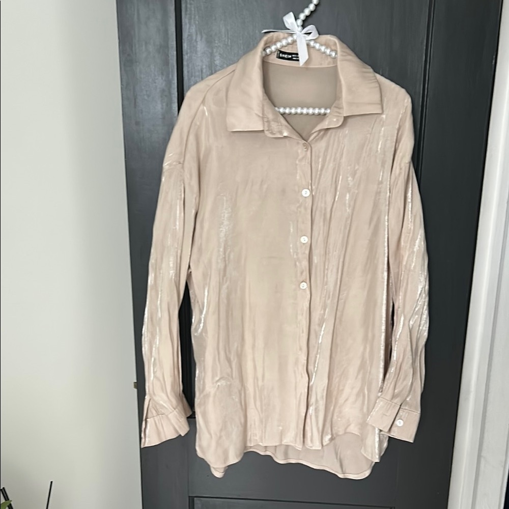 SHEIN Shimmering Cream Blouse